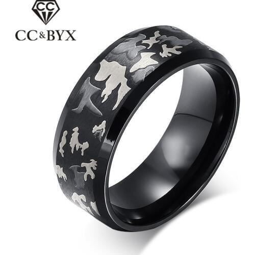 CC Ethnic Style Rings For Men And Women Titanium Steel Laser Tri Color Camouflage Ring Bijoux Homme High Quality Wholesale CC960