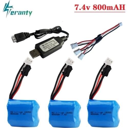 Teranty 7.4v 800mAh 18350 battery Charger Sets for H100 H102 7.4v Li-ion Battery for JJRC S1 S2 S3 S4 S5 High Speed RC boat