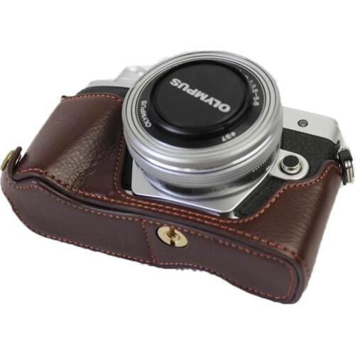 New Genuine Leather Half Body Camera Case Bag for Olympus EM10 III EM10-M3 EM10 Mark 3 Bottom Cover Opening Battery