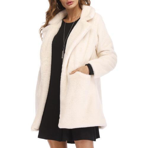 Autumn Winter Women Soft Furry Fur Coat Plus Size Covered Button Fluffy Faux Fur Coats Women Long Loose Soft Rabbit Fur Overcoat