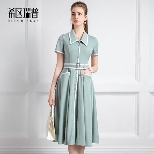High End Baby Collar Dress Womens 2021 New Summer French Retro Style Short Sleeve Shirt Skirt