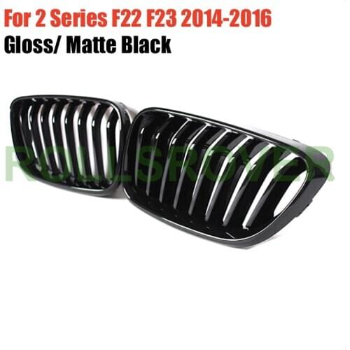 ROLLSROVER Black ABS Front Bumper Grille Grill For 2 Series F22 F23 2014-2016 Single Strip Car Styling