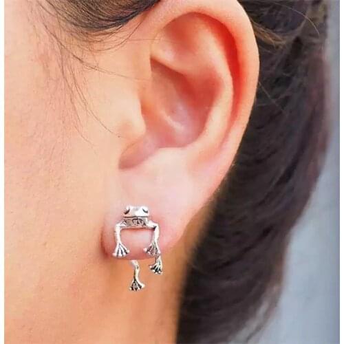 2 Way Frog Earrings for Frog Lover Jewelry Retro Stud Detachable Earrings Animal Lover Gift Dropshipping