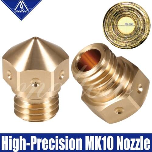 Mellow High Quality Brass Mk10 Nozzle For 0.2mm/0.4mm/0.6mm/0.8mm 1.75mm Filament For M7 Thread Brass MK10 Extruder Hotend