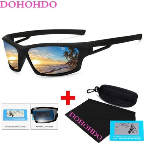 DOHOHDO Mens Polarized Sunglasses NEW Arrival Car Driving Sun Glasses Mirrors Coating Black Frame Male Eyewear UV400 With Box