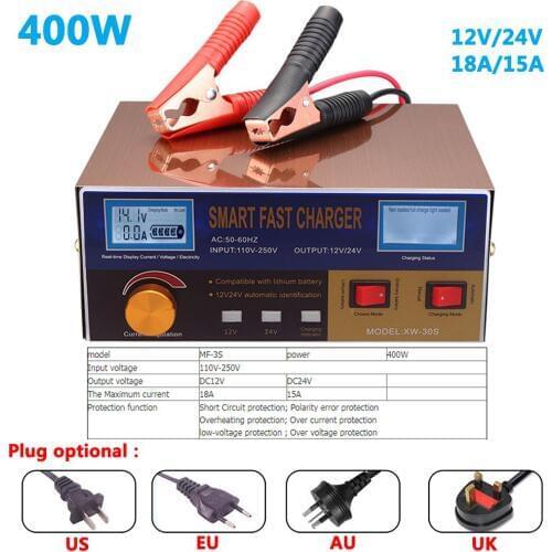 12V 24V Car Battery Charger Start-stop Lead-Acid Li ion Lithium Motorcycle Auto Batterie Power Supply Automobile Accessories
