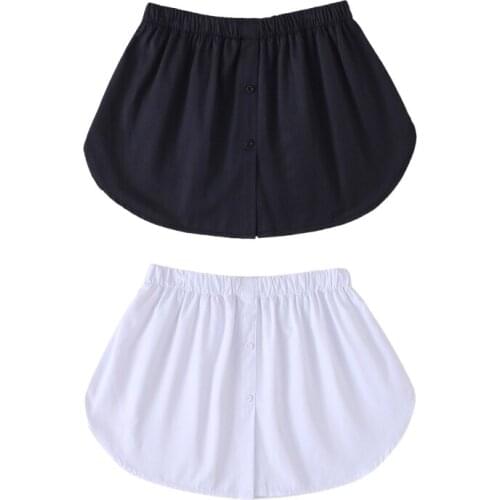 Women Decorative Skirt Solid Color A-Line False Hem Button Layered Waist Apron