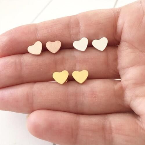 Rose Gold Heart Stud Earrings For Women Love Pendientes Mujer Moda Earings Fashion Jewelry 2020 Stainless Steel Aretes De Mujer