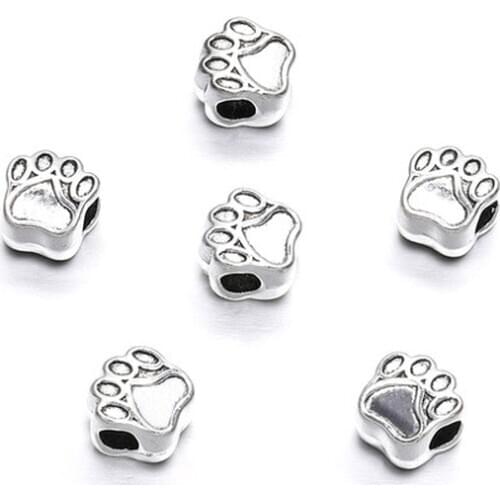 10 pcs/lot Animal Dog Paw Prints Bear Paw Charms Beads Fit Bracelets & Bangle Diy Large Beads for Jewelry Making