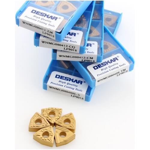 10PCS Carbide Inserts WNMG080404 WNMG080408 WNMG080412 WNMG080412 TM ZM LF9018 CNC Lathe Cutter DESKAR Turning Tools For Steel