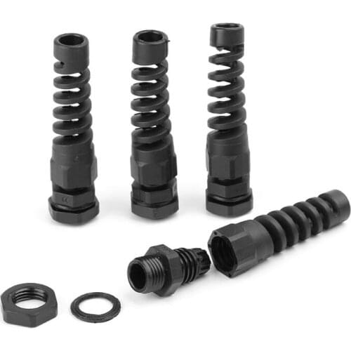 10pcs Waterproof M12 PG7 Cable Connectors Spiral Strain Relief Protector