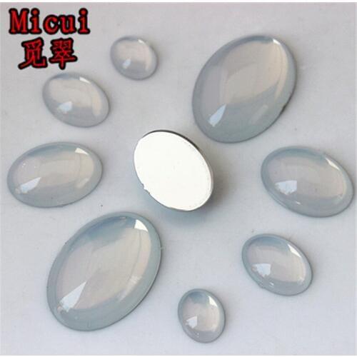 Micui 100PCS Jelly white Color Oval Acrylic Rhinestones crystal Flatback For Clothes Dress DIY Crafts Decorations ZZ576