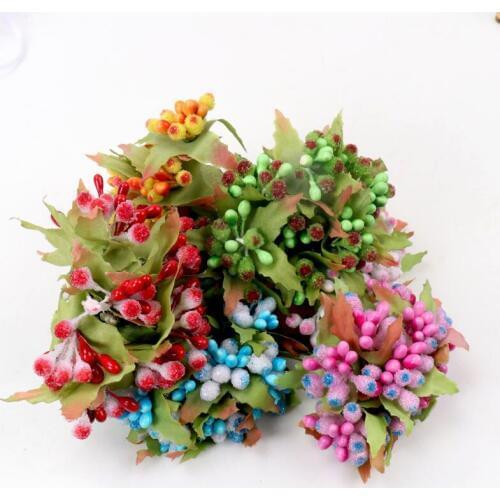 12pcs pearl Berry Artificial Stamen Flower For Wedding Home Decoration Pistil DIY wreath Scrapbooking Craft Fake Flowers