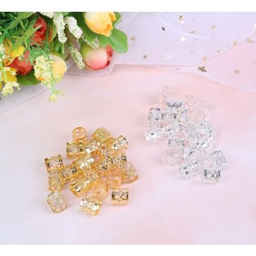 20pcs Adjustable Hair Braid Cuff Clips Gold/Sliver Aluminum Tube Ring Dreadlock Beads For Braids Hair Beads For Dreadlocks