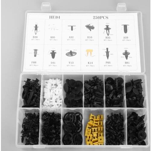 250Pcs Car Fasteners Body Interior fender bumper Retainers Clips Plastic Rivets Trim Panel Clip Assortment kit Fit For Nissan