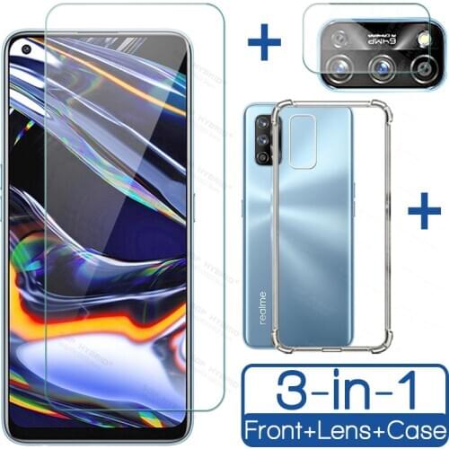3-in-1 For Realme 7 Pro Transparent Clear TPU Silicone Case For Realme 7Pro Realme7 Pro Camera Lens Screen Protector Glass Cover