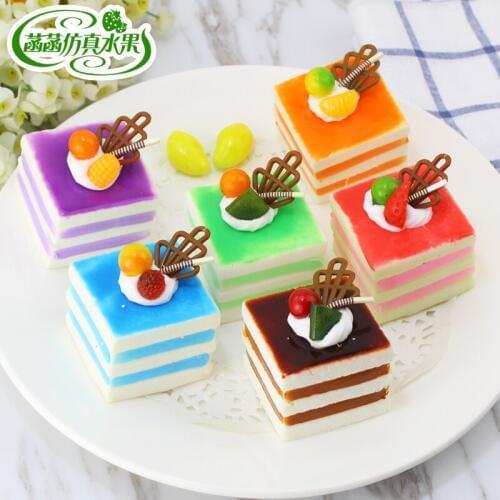6*5CM simulation fruit cake food cute soft Square Sandwich model Miniatures decoration Magnetic refrigerator sticker 6pcs/set