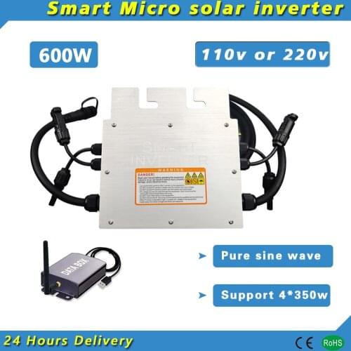 600W On Grid Microsmart Solar Inverter DC18V-50V PV Input 110V or 220V Pure Sine Wave Can Wifi Monitor