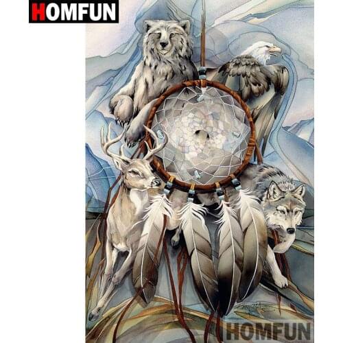 HOMFUN 5D DIY Diamond Painting Full Square/Round Drill "Animal feather" Embroidery Cross Stitch gift Home Decor Gift A08858