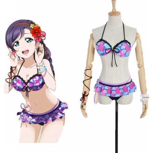 Unisex Anime Cos Lovelive Nozomi Tojo Cosplay Costumes lovelive! swimsuit swimwear Bikini Set