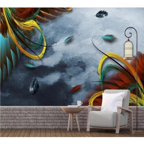 Custom 3D mural wallpaper Nordic minimalist dream feather background wall decorative painting