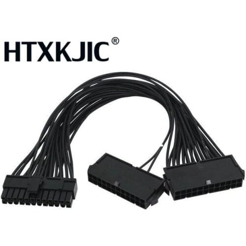 ATX 24Pin 2 Dual Molex PSU Power Supply Cord Motherboard Adapter Cable Starter Extender Synchronous