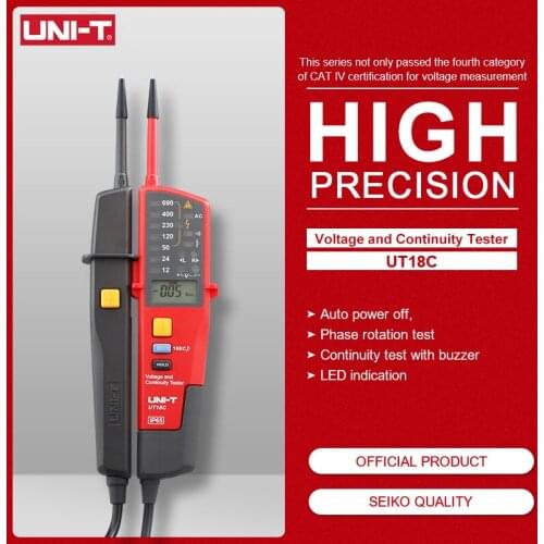 Digital Voltmeter UNI-T UT18C/UT18 LCD Display Automatic Range AC DC Voltage Continuity Tester IP65 Waterproof Meter