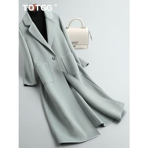 Double sided cashmere coat womens middle and long knee length 2021 new autumn and winter clothes thickened Hepburn high-end