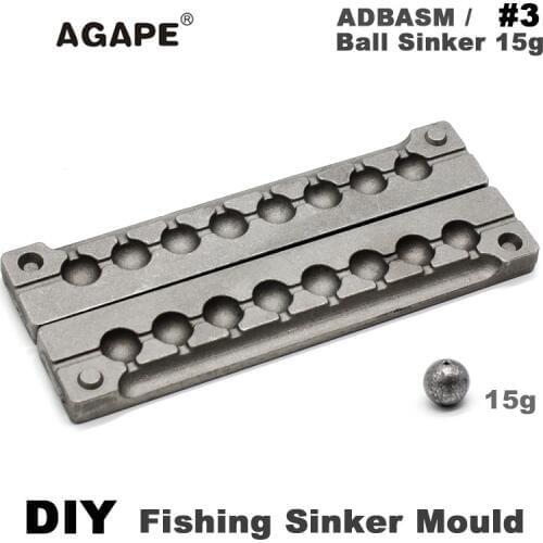 Agape DIY Fishing Ball Sinker Mould ADBASM/#3 Ball Sinker 15g 8 Cavities
