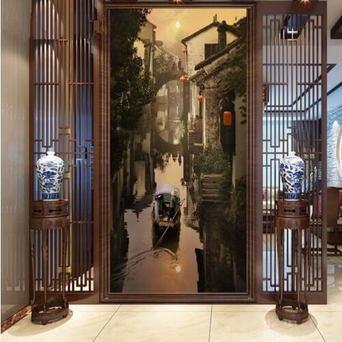 Photo wallpaper Custom Chinese Style Aesthetic Bridge mural Living Room Corridor Entrance Background Wallpaper