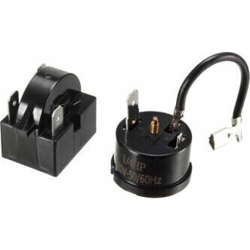 Refrigerator PTC Starter Relay 12 Ohm 3 Pin + Compressor Overload Protector 1/4HP