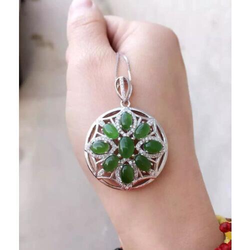 Fine jewelry boutique jewels 925 silver Natural xinjiang hetian jade pendant necklace send female jewelry free shipping