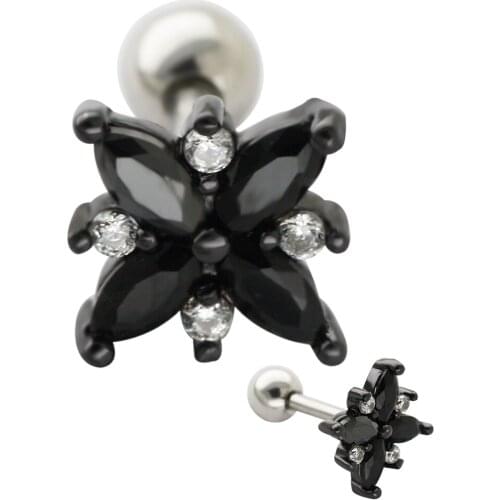 JHJT 16G Cartilage Ear G23 Titanium Flower Shape Cartilage Earrings Stud Helix Tragus Ear Body Jewelry Piercing