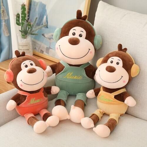 Kawaii New Long-legged Earphone Monkey Soft Stuffed Animals Sleeping Home decoration Plush Toys for Children Kids Gift