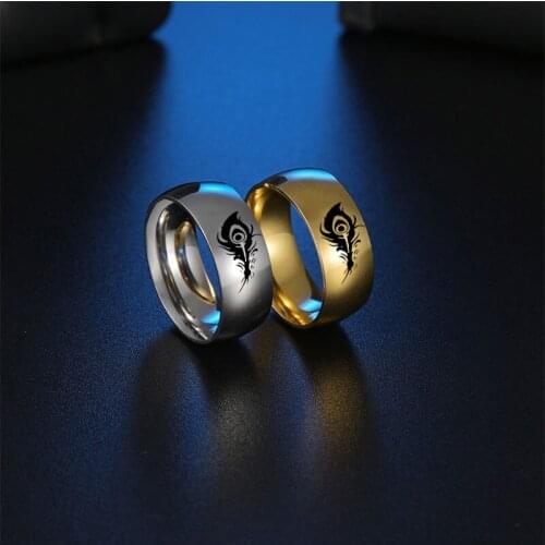 8mm LOL Game Lovers Ring Rakan and Xayah Couple Rings Titanium SteelStainless Steel Feather Ring Valentines Day Gift Ri