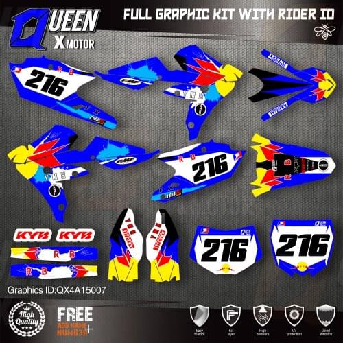 QUEEN X MOTOR Custom Team Graphics Backgrounds Decals 3M Stickers Kit For YAMAHA 2016-2018 WR450F 2015-2018 YZ450FX 007