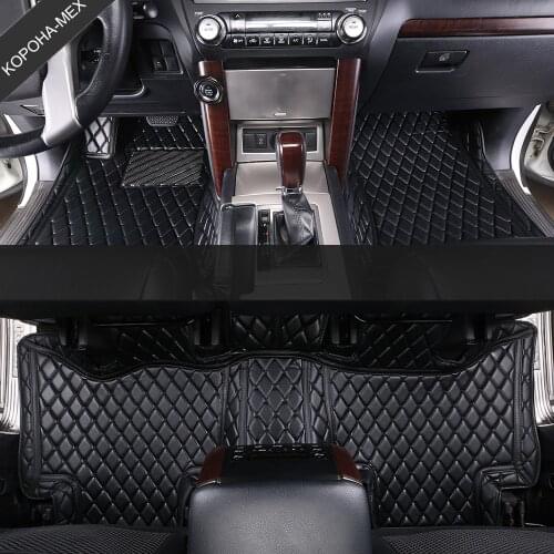 ROWNFUR 3D Leather Car Floor Mats For Toyota Land Cruiser 100 200 77 80 Custom Made Luxury Car Mats Protect Interior accessories