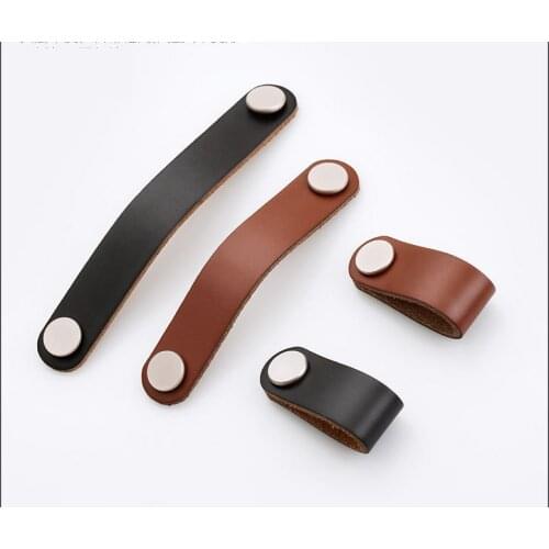 Leather cabinet handles and kitchen cabinet door handles pulls black brown furniture handles comfortable cabinet