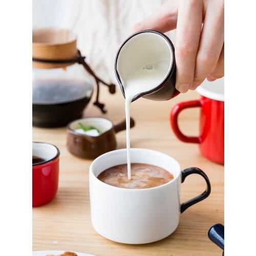 Mug Japan Style Milk Cup Mini Ceramics With Handgrip Milk Mugs термокружка tazas de café Spoon Steak Coffee Jug