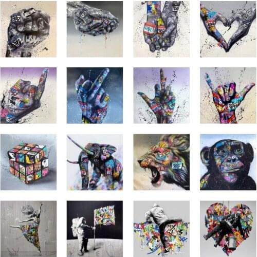 Rubiks Cube Gamepad and Hand Figure Pose Canvas Graffiti Art Posters and Print Canvas Wall Paintings Kids Room Decor Picture