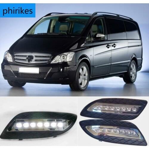 2Pcs For Mercedes Benz viano 2011 2012 2013 2014 12V Daytime Car Light Car LED DRL Fog Lamp Decoration Running Light