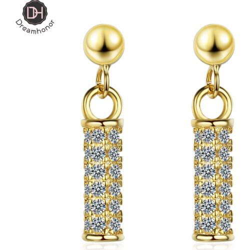 Dreamhonor Fashion Long Cylindrical Zirconium Earrings Female Japanese Style Simple Personality Temperament Sweet Earrings