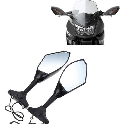 Motorcycle Rearview Mirrors Turn Signals LED Lights for Yamaha YZF R6 1999-2008 For Kawasaki Ninja 250R 2008-2011