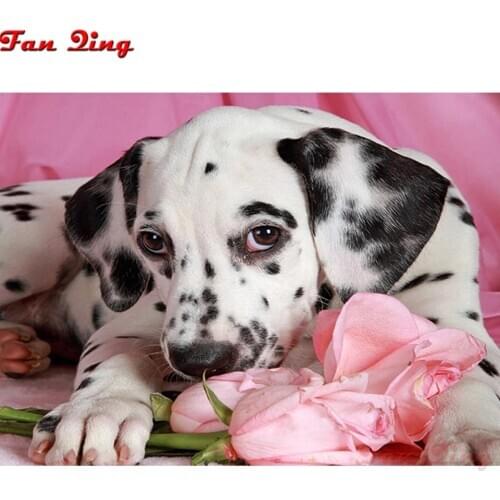 Diy 5 D Diamond Embroidery Dalmatian And Rose Painting Picture Full Square/Round Rhinestone Cross Stitch Mosaic Art Home Decor