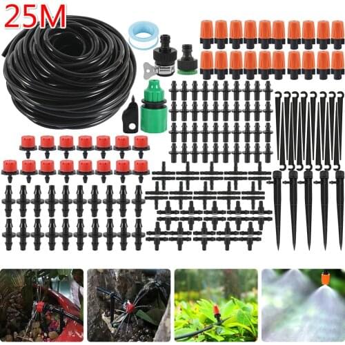 25M Irrigation Spray DIY Drip Irrigation System Automatic Watering Garden Hose Micro Drip Watering Kits with Adjustable Drippers