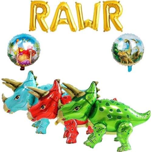 Assemble Triceratops Balloon Kit, 16" RAWR Banner Foil Balloon Set for Kids Birthday Party Supplies Jungle Theme Party Decors