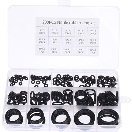 200Pcs Rubber O-Ring Washer Assortment Set Hydraulic Plumbing Gasket Seal Kit