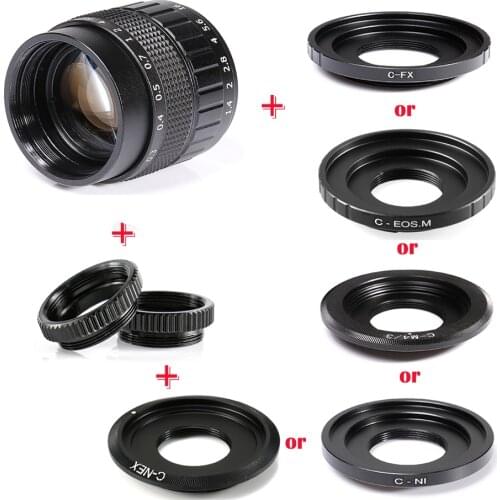 Fujian 50mm f/1.4 APS-C CCTV Lens+adapter ring+2 Macro Ring for NEX FX M4/3 NIKON1 EOSM Mirroless Camera