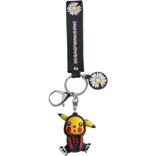Pokemon Pikachu Keychain Japanese Anime Cartoon Silicone Pendant Toy School Bag Pendant Jewelry Gifts for Boys and Girls