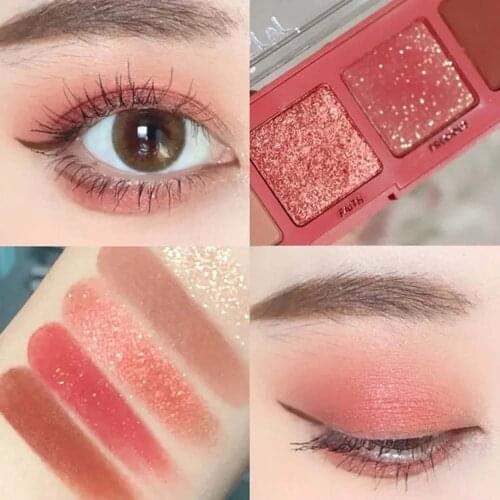 Cherry Rose 5 Color Eyeshadow Palette Strong Coffee Color Pearly Eye Shadow Matte Glitter Shiny Shimmer Eyes Makeup Eyeshadow